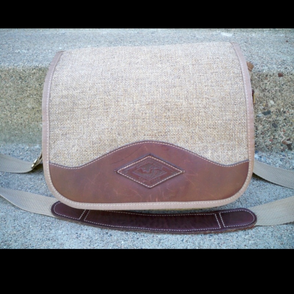 Vtg Jute w/Leather Trim DIAMOND BLUFF Shoulder Bag